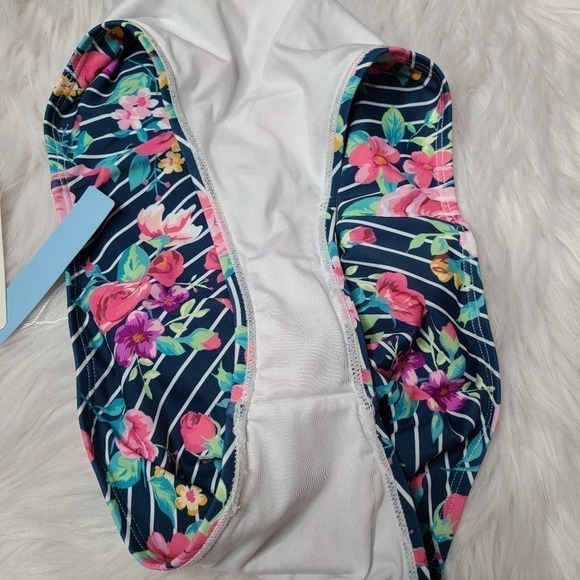 Floral And Striped High Waisted BikiniSz L - Picture 9 of 14